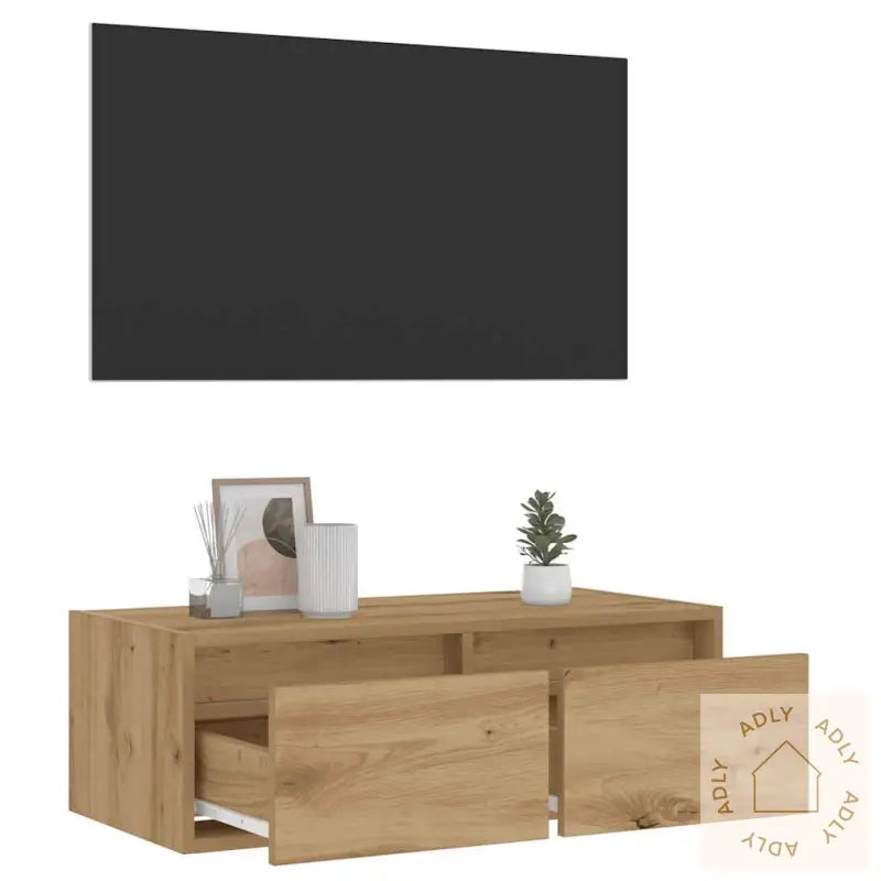 Tv-Benk Med Led-Lys Artisan Eik 75X35,5X25 Cm
