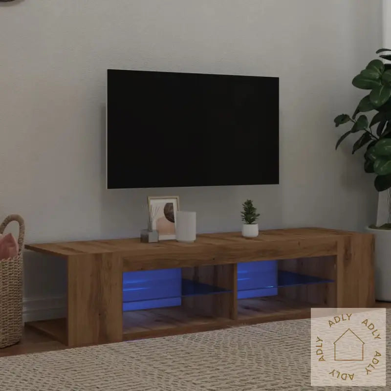 Tv-Benk Med Led-Lys Artisan Eik 135X39X30 Cm Konstruert Tre