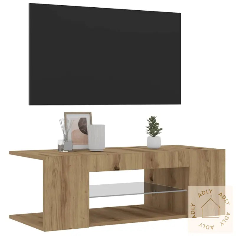 Tv-Benk Med Led-Lys Artisan Eik 90X39X30 Cm Konstruert Tre