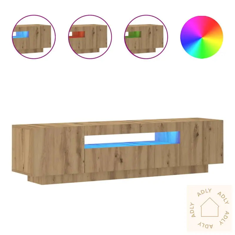 Tv-Benk Med Led-Lys Artisan Eik 160X35X40 Cm Konstruert Tre