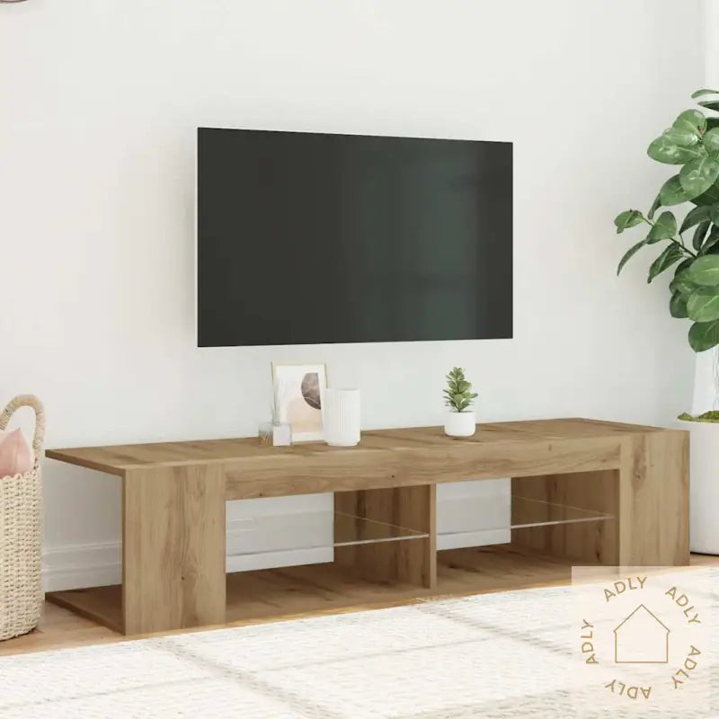 Tv-Benk Med Led-Lys Artisan Eik 135X39X30 Cm Konstruert Tre