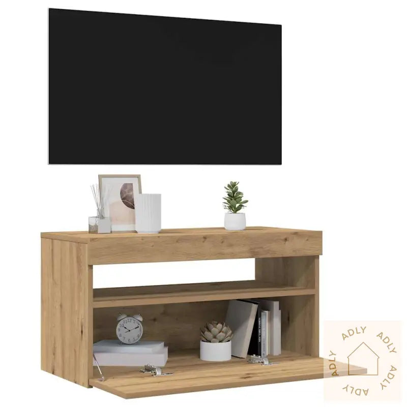 Tv-Benk Med Led-Lys Artisan Eik 75X35X40 Cm Konstruert Tre