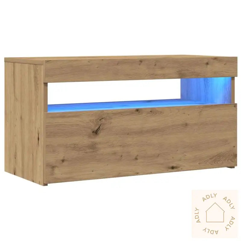 Tv-Benk Med Led-Lys Artisan Eik 75X35X40 Cm Konstruert Tre