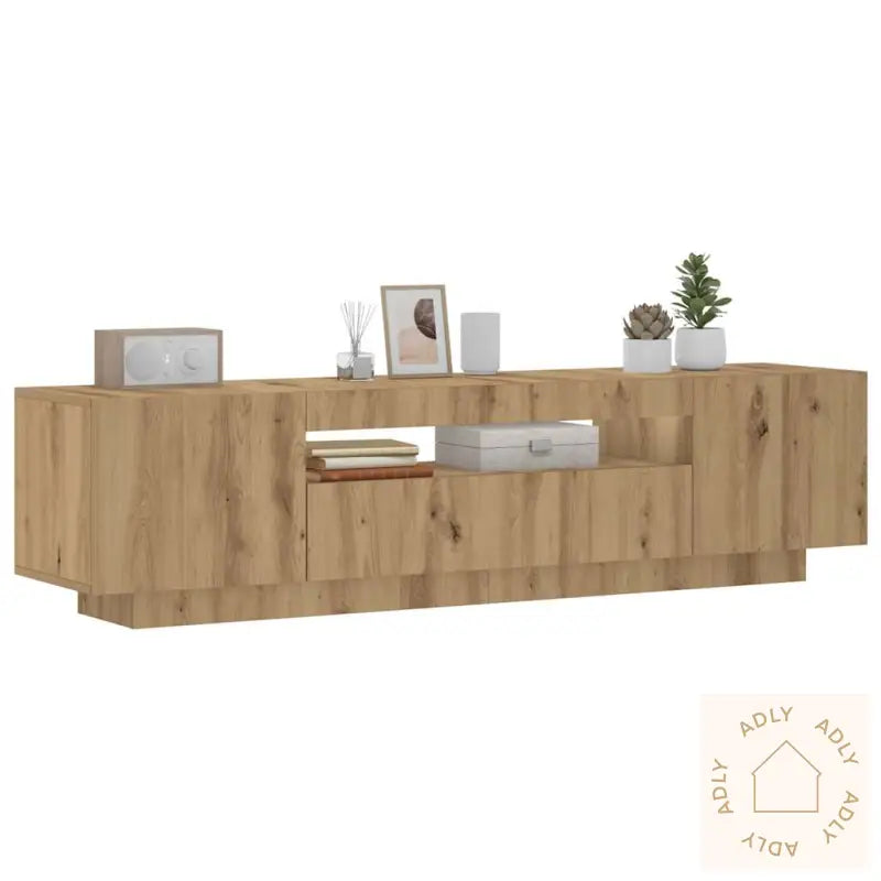 Tv-Benk Med Led-Lys Artisan Eik 160X35X40 Cm Konstruert Tre