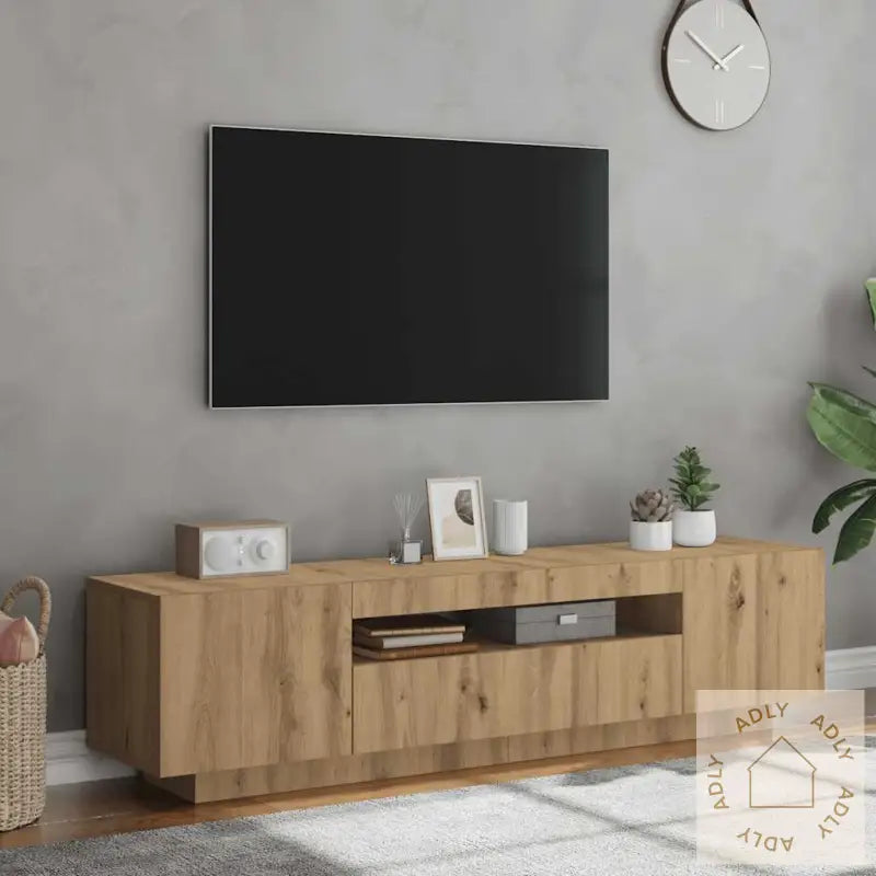 Tv-Benk Med Led-Lys Artisan Eik 160X35X40 Cm Konstruert Tre