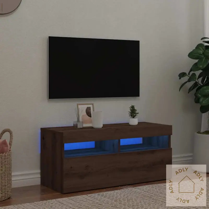 Tv-Benk Med Led-Lys Artisan Eik 90X35X40 Cm Konstruert Tre