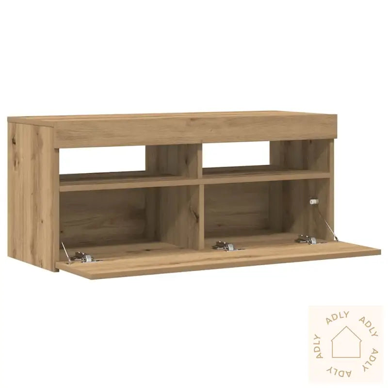 Tv-Benk Med Led-Lys Artisan Eik 90X35X40 Cm Konstruert Tre