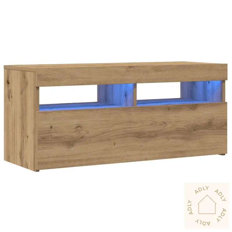 Tv-Benk Med Led-Lys Artisan Eik 90X35X40 Cm Konstruert Tre