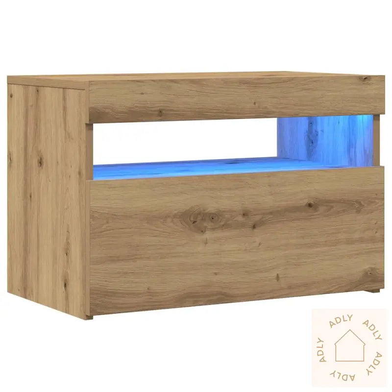 Tv-Benk Med Led-Lys 2 Stk Artisan Eik Konstruert Tre