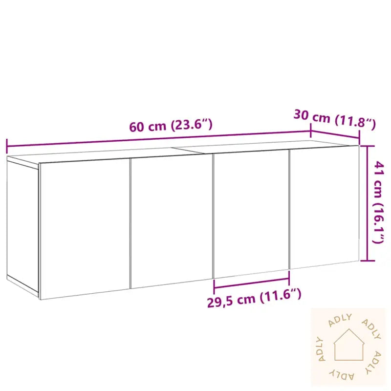 Veggmonterte Tv-Benker 2 Stk Artisan Eik 60X30X41 Cm