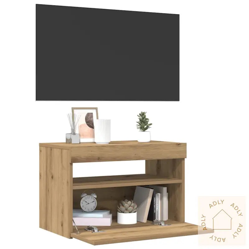 Tv-Benk Med Led-Lys Artisan Eik 60X35X40 Cm Konstruert Tre