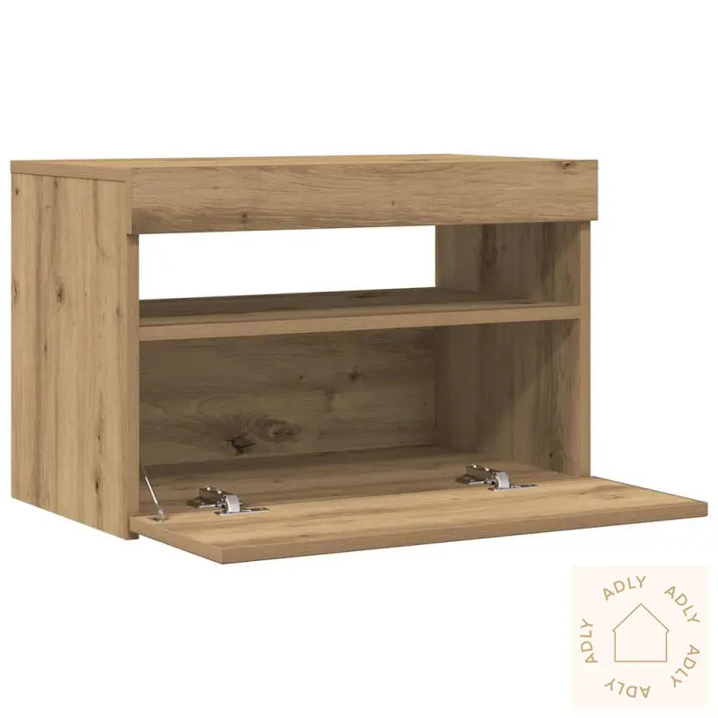 Tv-Benk Med Led-Lys Artisan Eik 60X35X40 Cm Konstruert Tre