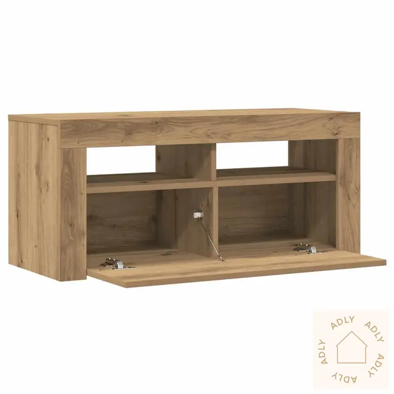Tv-Benk Med Led-Lys Artisan Eik 90X35X40 Cm Konstruert Tre