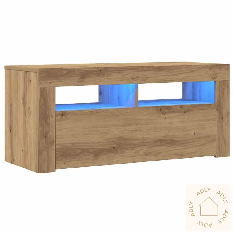 Tv-Benk Med Led-Lys Artisan Eik 90X35X40 Cm Konstruert Tre