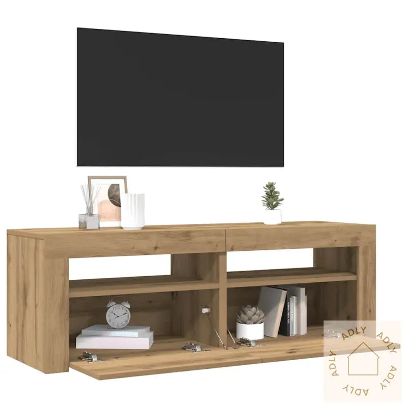 Tv-Benk Med Led-Lys Artisan Eik 120X35X40 Cm Konstruert Tre