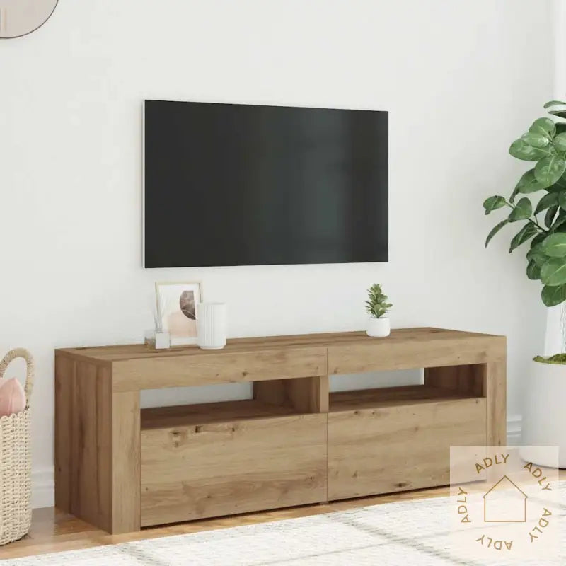 Tv-Benk Med Led-Lys Artisan Eik 120X35X40 Cm Konstruert Tre