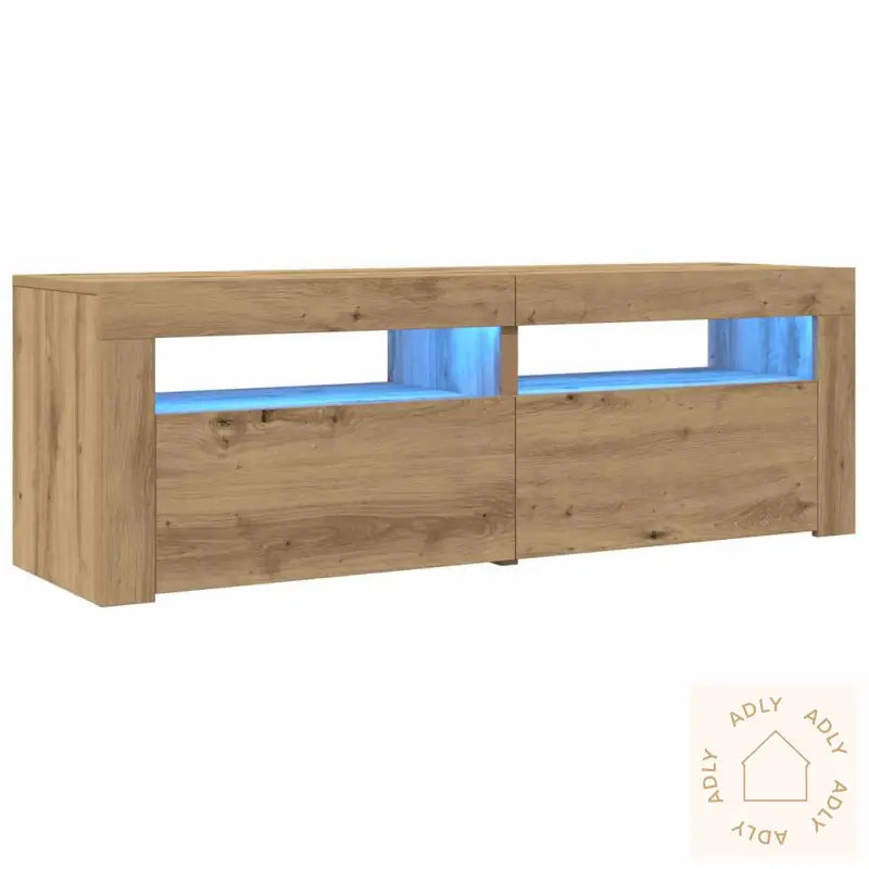 Tv-Benk Med Led-Lys Artisan Eik 120X35X40 Cm Konstruert Tre