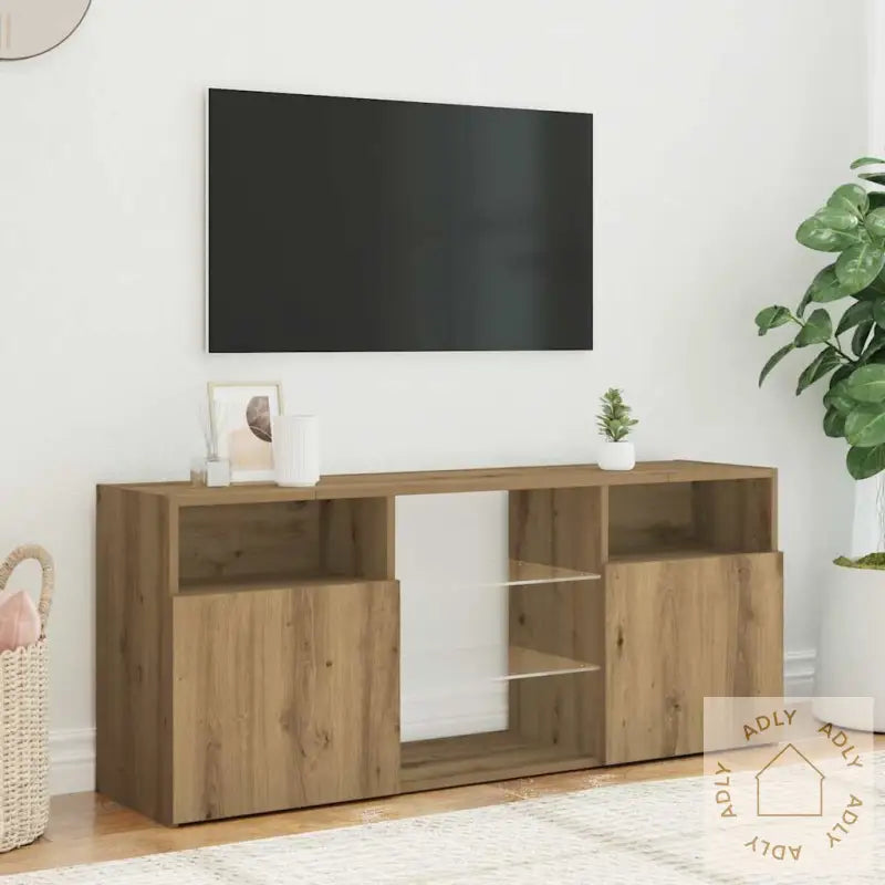Tv-Benk Med Led-Lys Artisan Eik 120X30X50 Cm Konstruert Tre