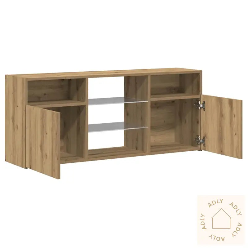 Tv-Benk Med Led-Lys Artisan Eik 120X30X50 Cm Konstruert Tre