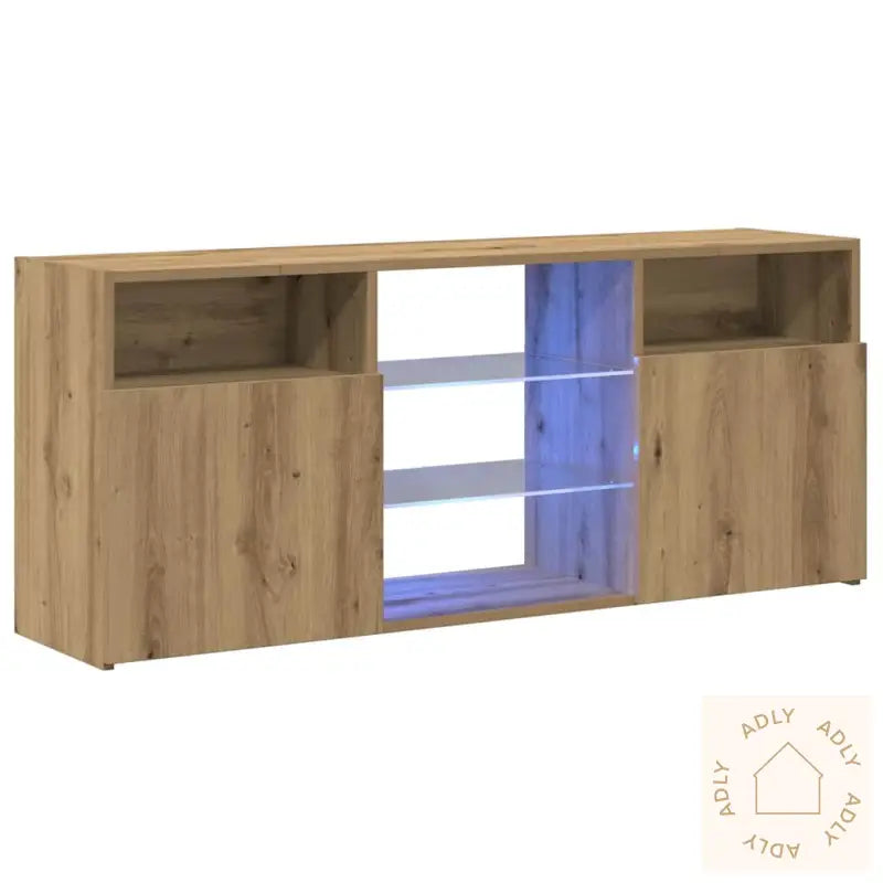Tv-Benk Med Led-Lys Artisan Eik 120X30X50 Cm Konstruert Tre