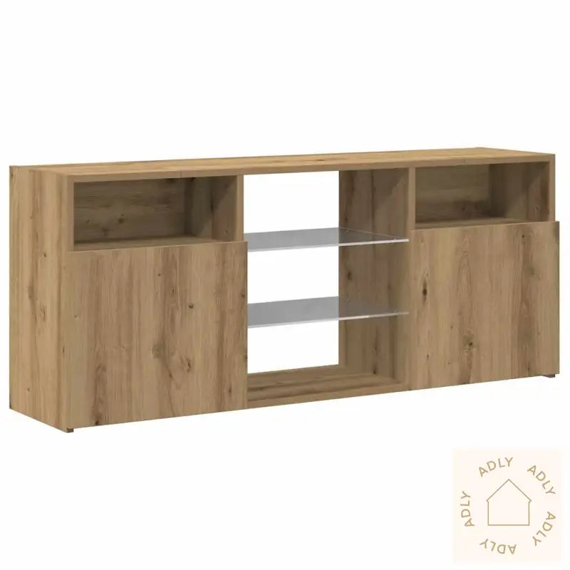 Tv-Benk Med Led-Lys Artisan Eik 120X30X50 Cm Konstruert Tre