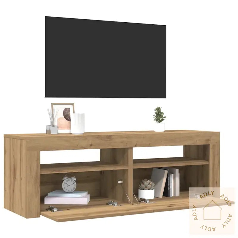 Tv-Benk Med Led-Lys Artisan Eik 120X35X40 Cm Konstruert Tre
