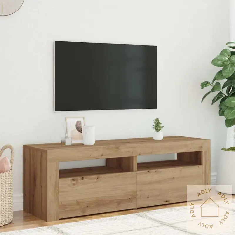 Tv-Benk Med Led-Lys Artisan Eik 120X35X40 Cm Konstruert Tre
