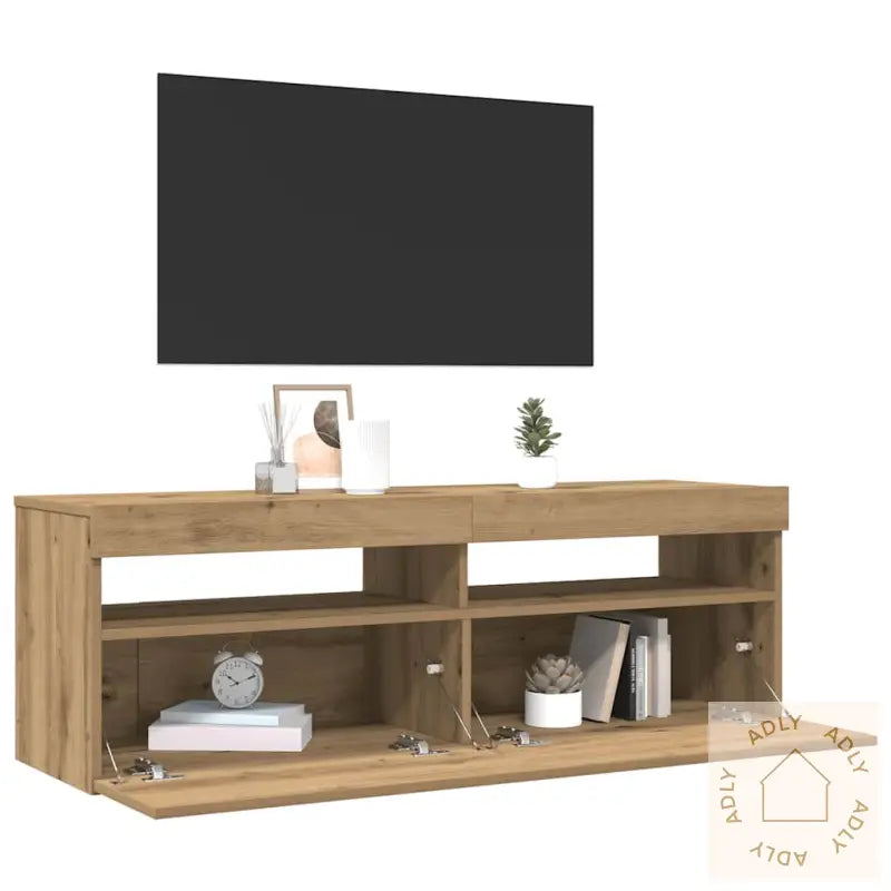 Tv-Benk Med Led-Lys Artisan Eik 120X35X40 Cm Konstruert Tre