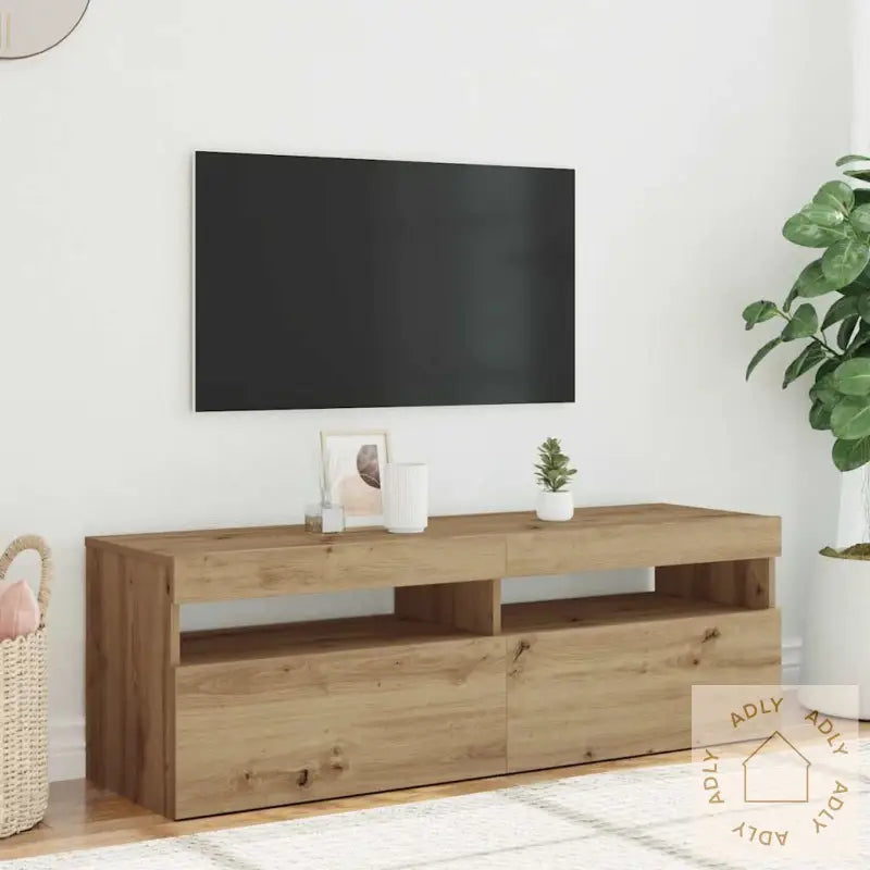 Tv-Benk Med Led-Lys Artisan Eik 120X35X40 Cm Konstruert Tre