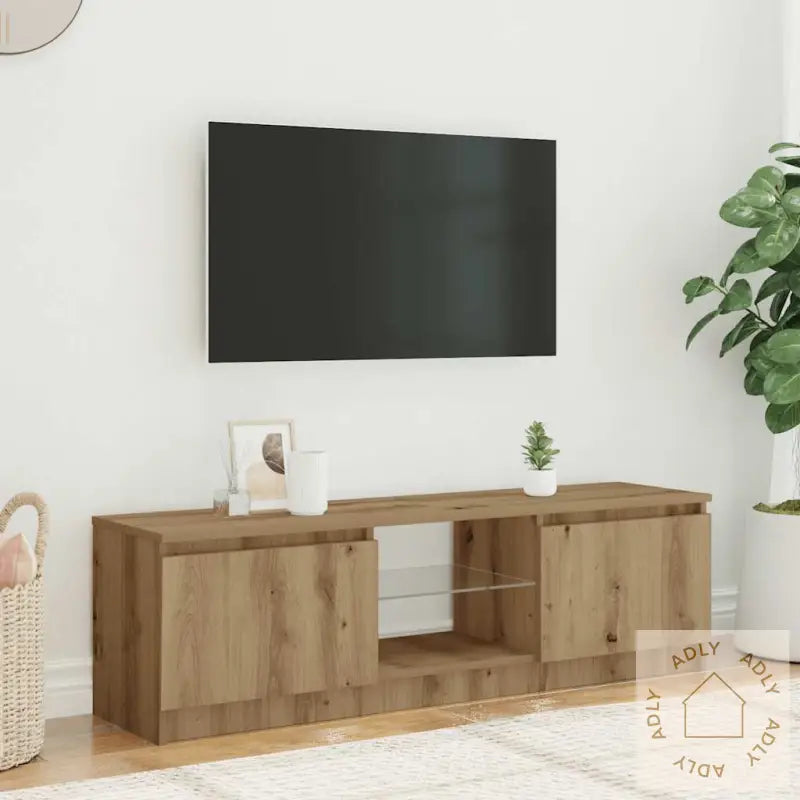 Tv-Benk Med Led-Lys Artisan Eik 120X30X36 Cm Konstruert Tre
