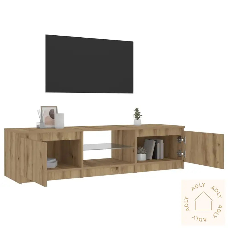 Tv-Benk Med Led-Lys Artisan Eik 140X40X36 Cm Konstruert Tre