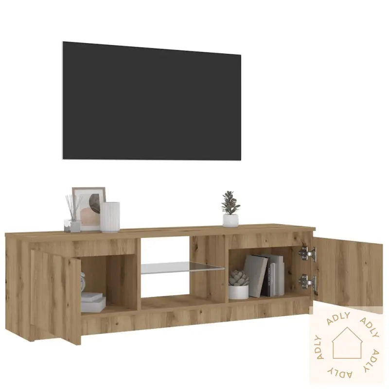 Tv-Benk Med Led-Lys Artisan Eik 120X30X36 Cm Konstruert Tre