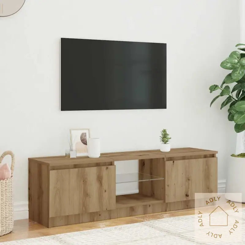 Tv-Benk Med Led-Lys Artisan Eik 140X40X36 Cm Konstruert Tre