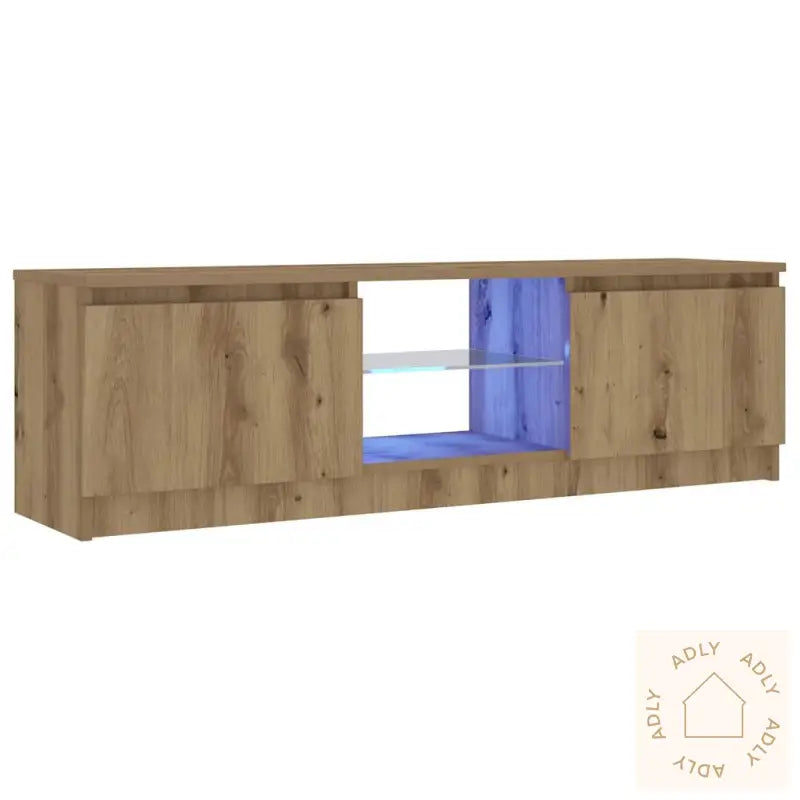 Tv-Benk Med Led-Lys Artisan Eik 120X30X36 Cm Konstruert Tre