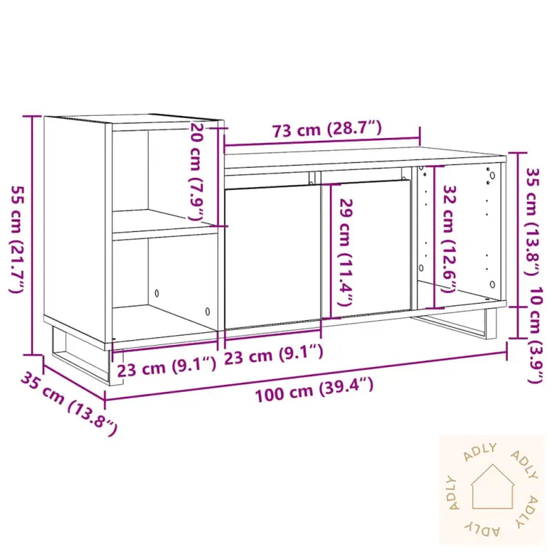 Tv-Benk Artisan Eik 100X35X55 Cm Konstruert Tre