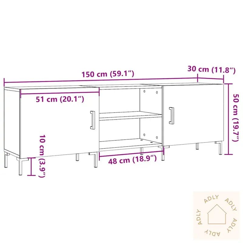 Tv-Benk Artisan Eik 150X30X50 Cm Konstruert Tre