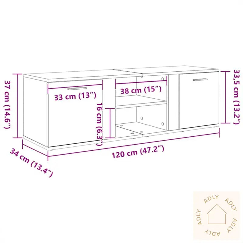 Tv-Benk Artisan Eik 120X34X37 Cm Konstruert Tre
