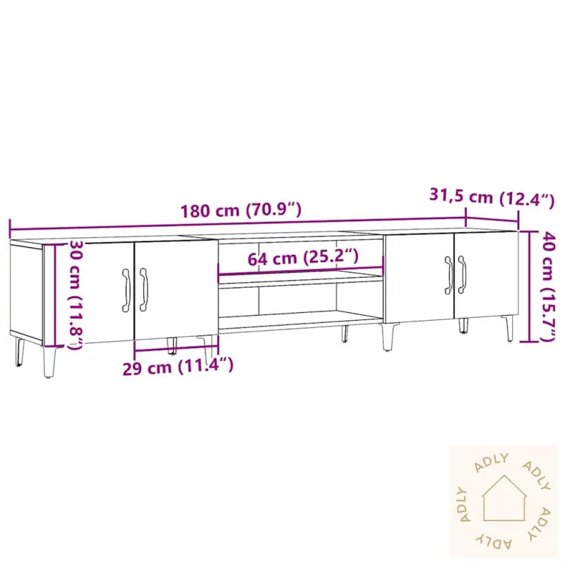 Tv-Benk Artisan Eik 180X31,5X40 Cm Konstruert Tre