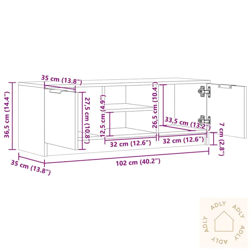 Tv-Benk Artisan Eik 102X35X36,5 Cm Konstruert Tre