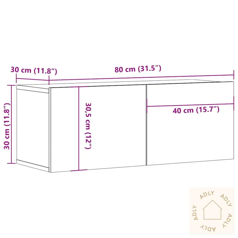 Vegghengt Tv-Benk Artisan Eik 80X30X30 Cm Konstruert Tre