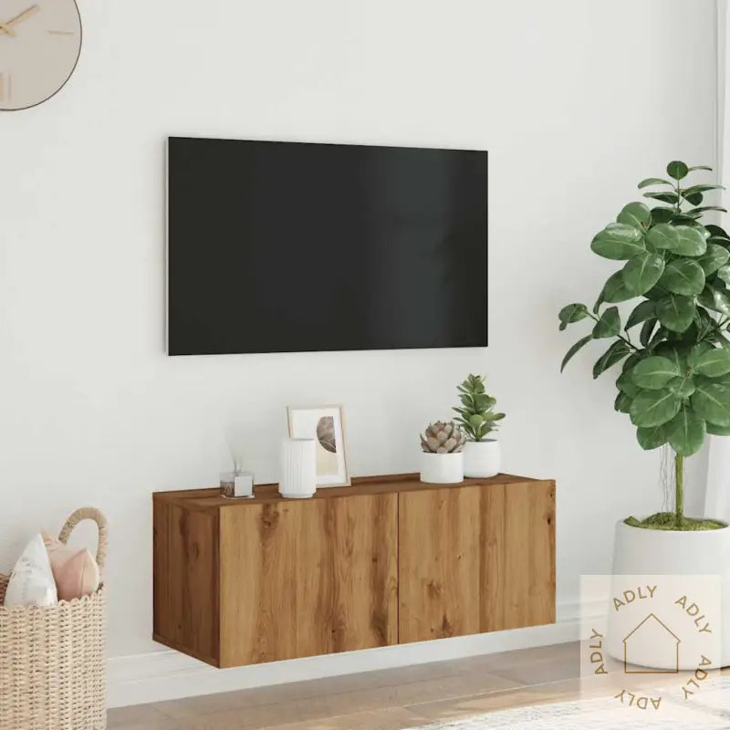 Vegghengt Tv-Benk Artisan Eik 80X30X30 Cm Konstruert Tre