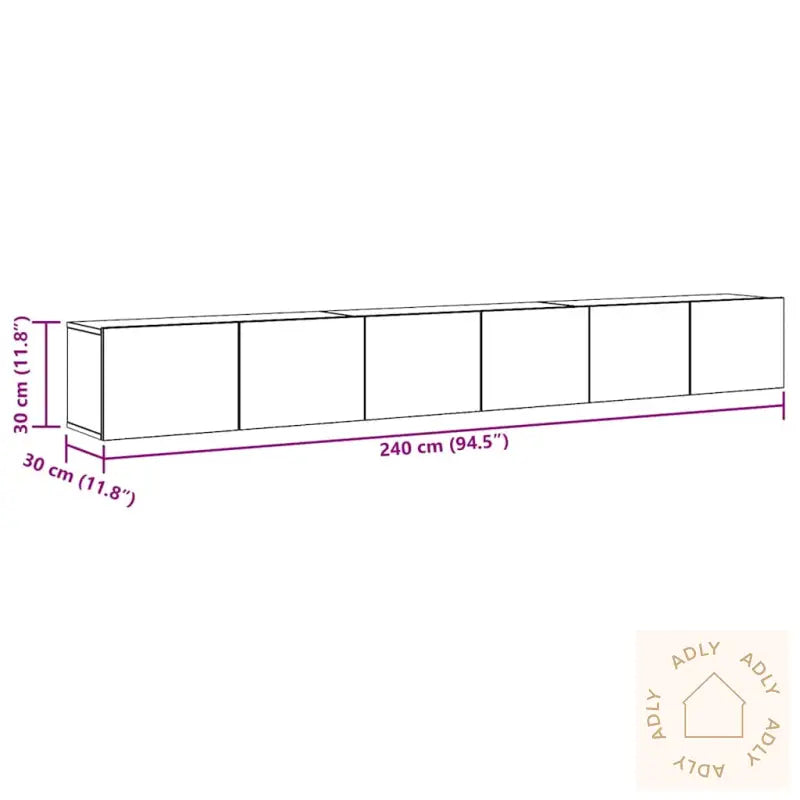 Tv-Skapsett 3 Deler Veggmontert Artisan Eik Konstruert Tre