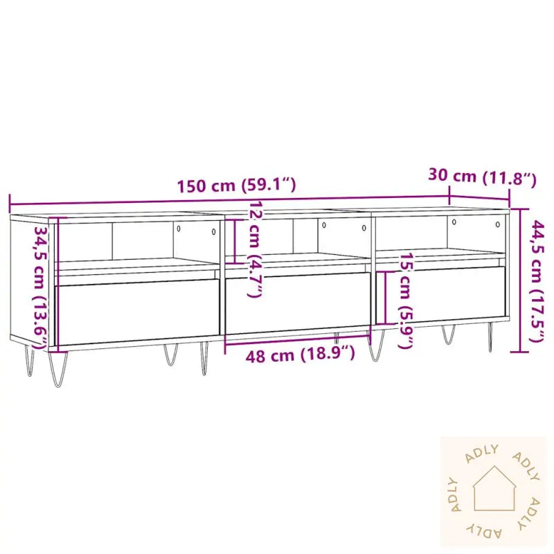 Tv-Benk Artisan Eik 150X30X44,5 Cm Konstruert Tre