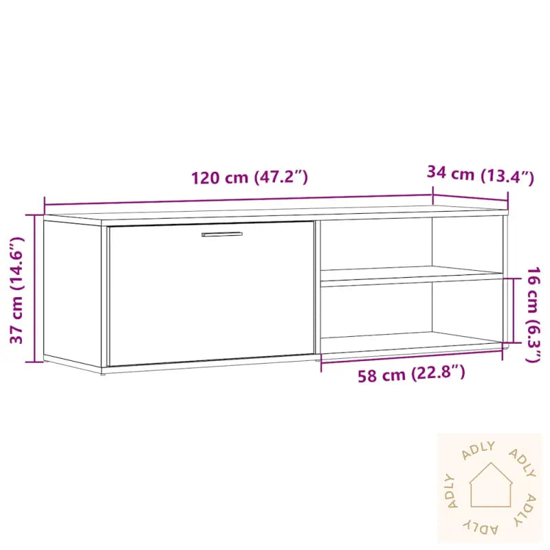 Tv-Benk Artisan Eik 120X34X37 Cm Konstruert Tre
