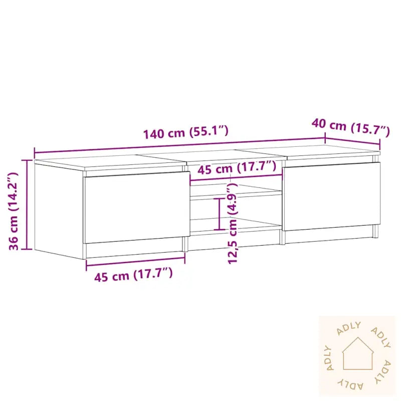 Tv-Benk Artisan Eik 140X40X36 Cm Konstruert Tre