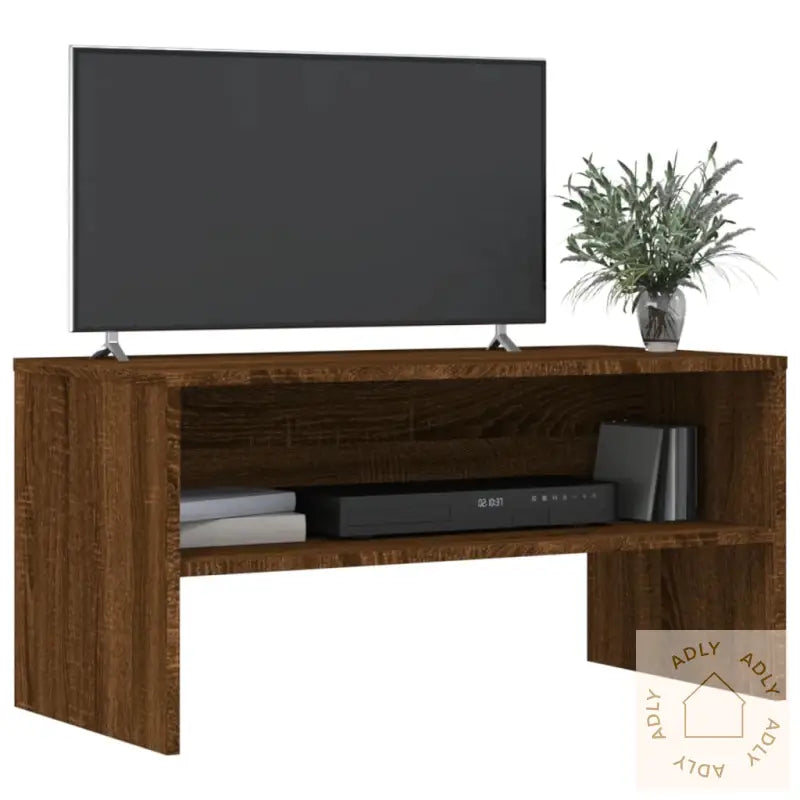 Tv-Benk Brun Eik 80X40X40 Cm Konstruert Tre