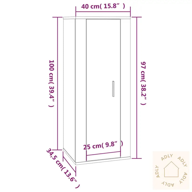Vegghengt Tv-Benk Brun Eik 40X34,5X100 Cm
