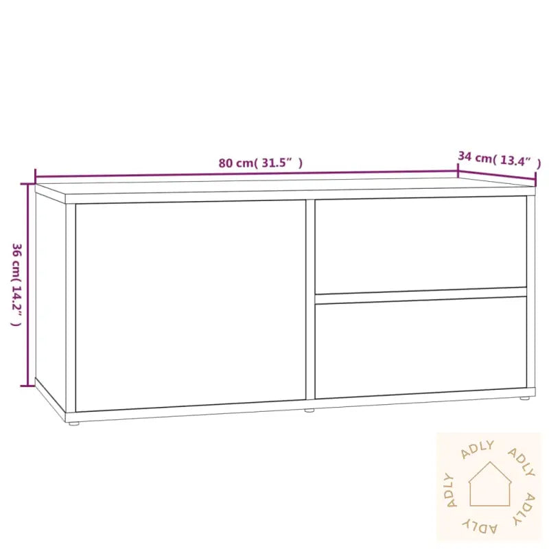 Tv-Benk Brun Eik 80X34X36 Cm Konstruert Tre