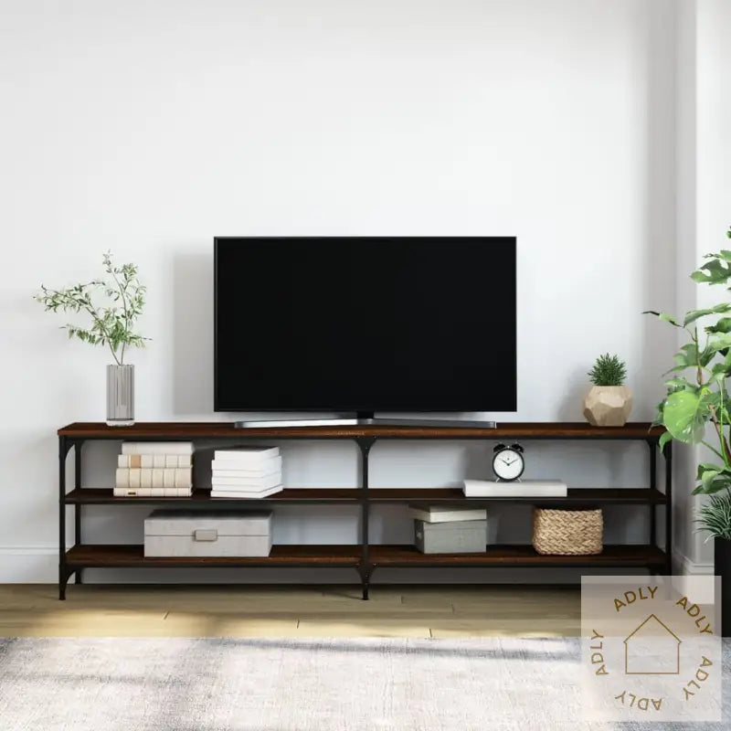 Tv-Benk Brun Eik 180X30X50 Cm Konstruert Tre Og Metall