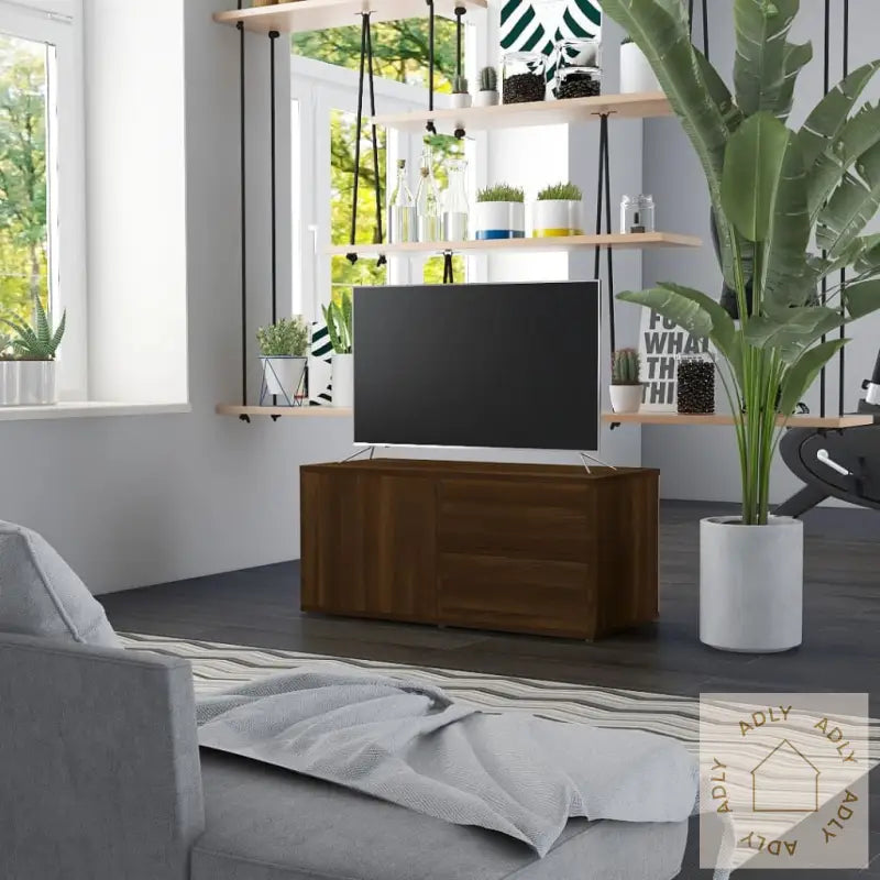 Tv-Benk Brun Eik 80X34X36 Cm Konstruert Tre